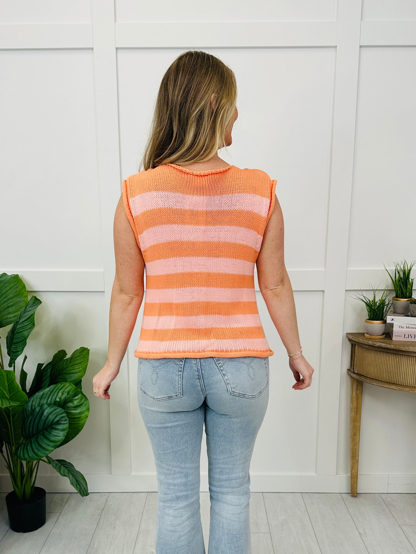 Harbor Stripe Vest In Mango