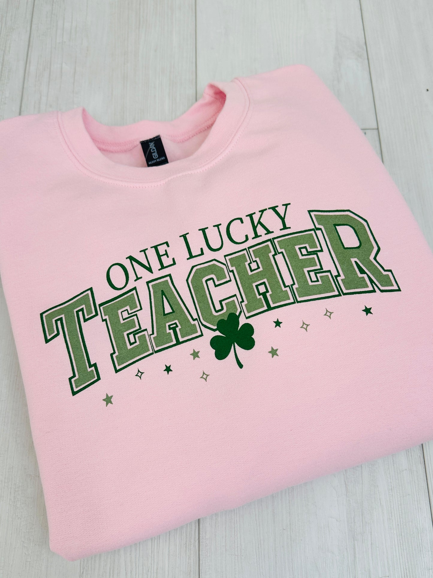 One Lucky Teacher Graphic Crewneck Sweatshirt