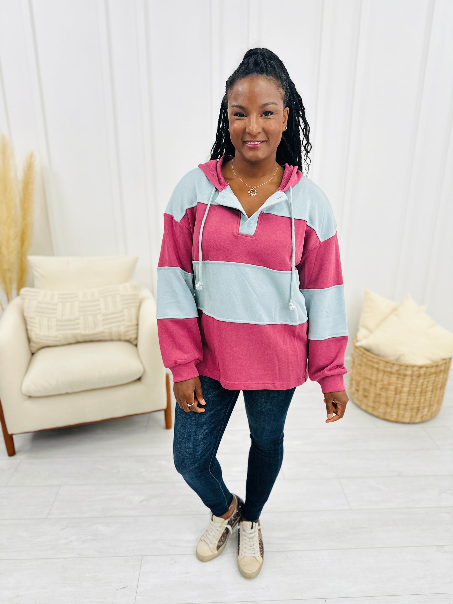 Letting My Heart Lead The Way Sweatshirt In Magenta Combo