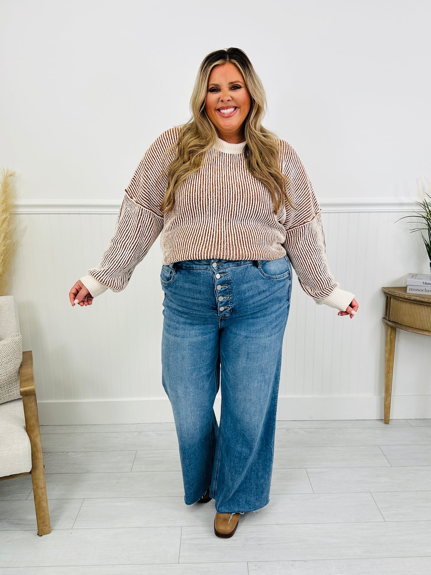 Push Your Buttons Tummy Control Wide Leg Jeans