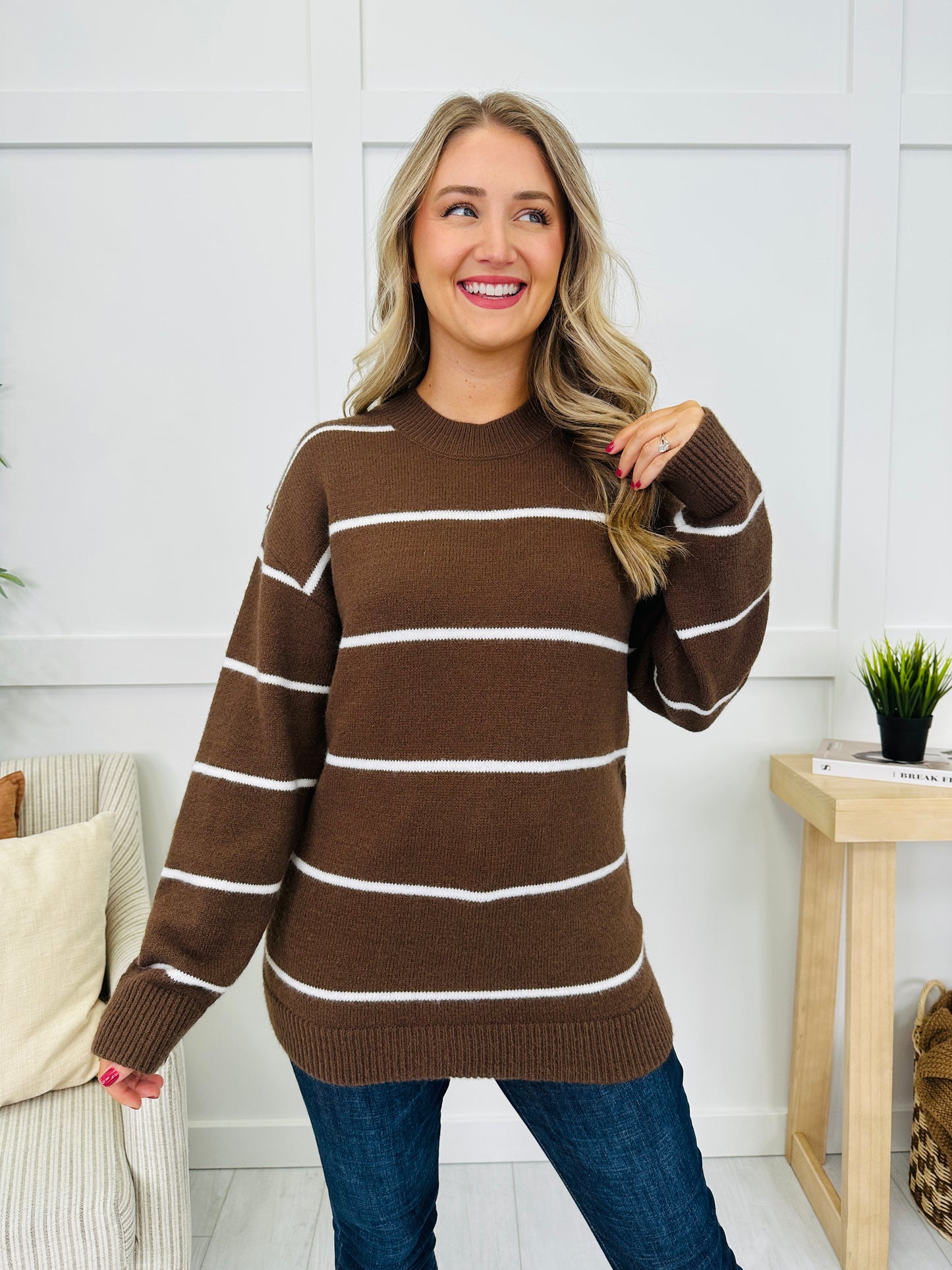 Parallel Paths Sweater in Brown/Ivory