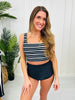 The Olivia Swim Top In Black/White Stripe