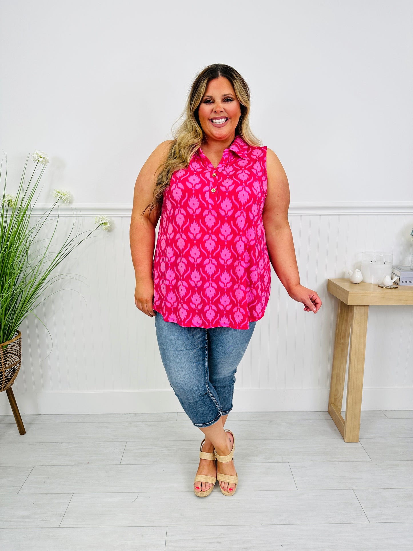 Styled For Summer Tank Top In Boca Raton Print