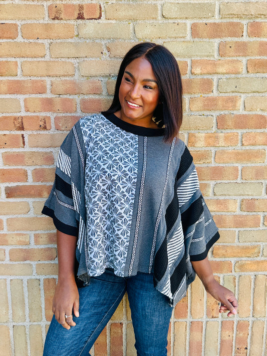 Faded Tales Top in Black