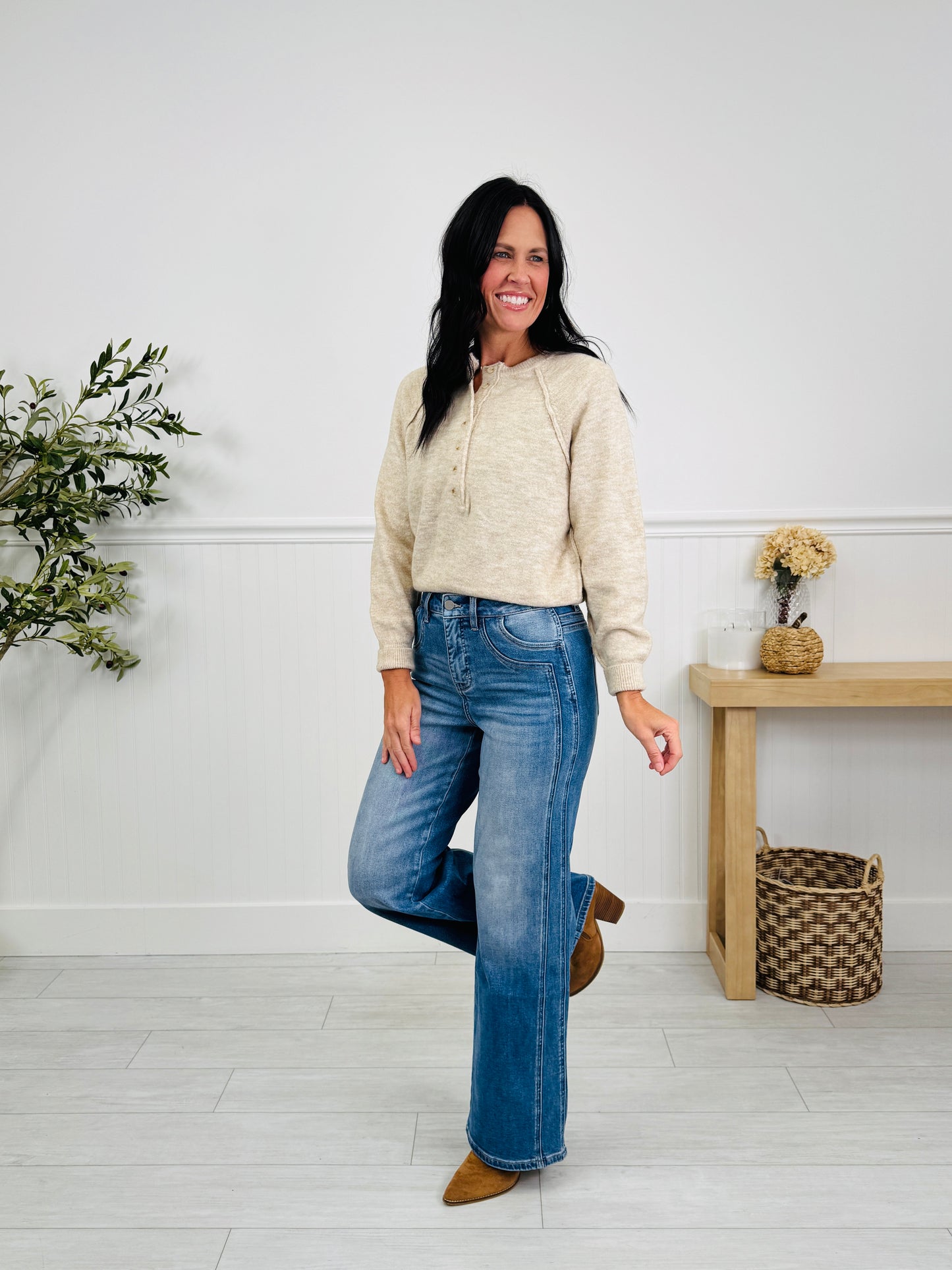 Signature Seam Tummy Control Wide Leg Jeans