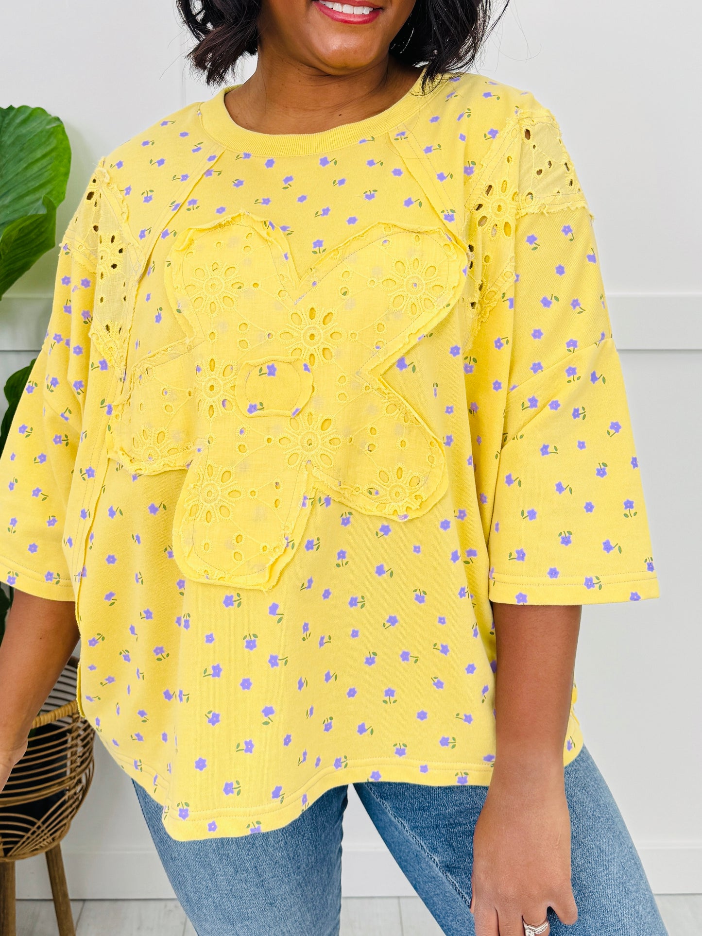 Bold Blossom Top In Yellow