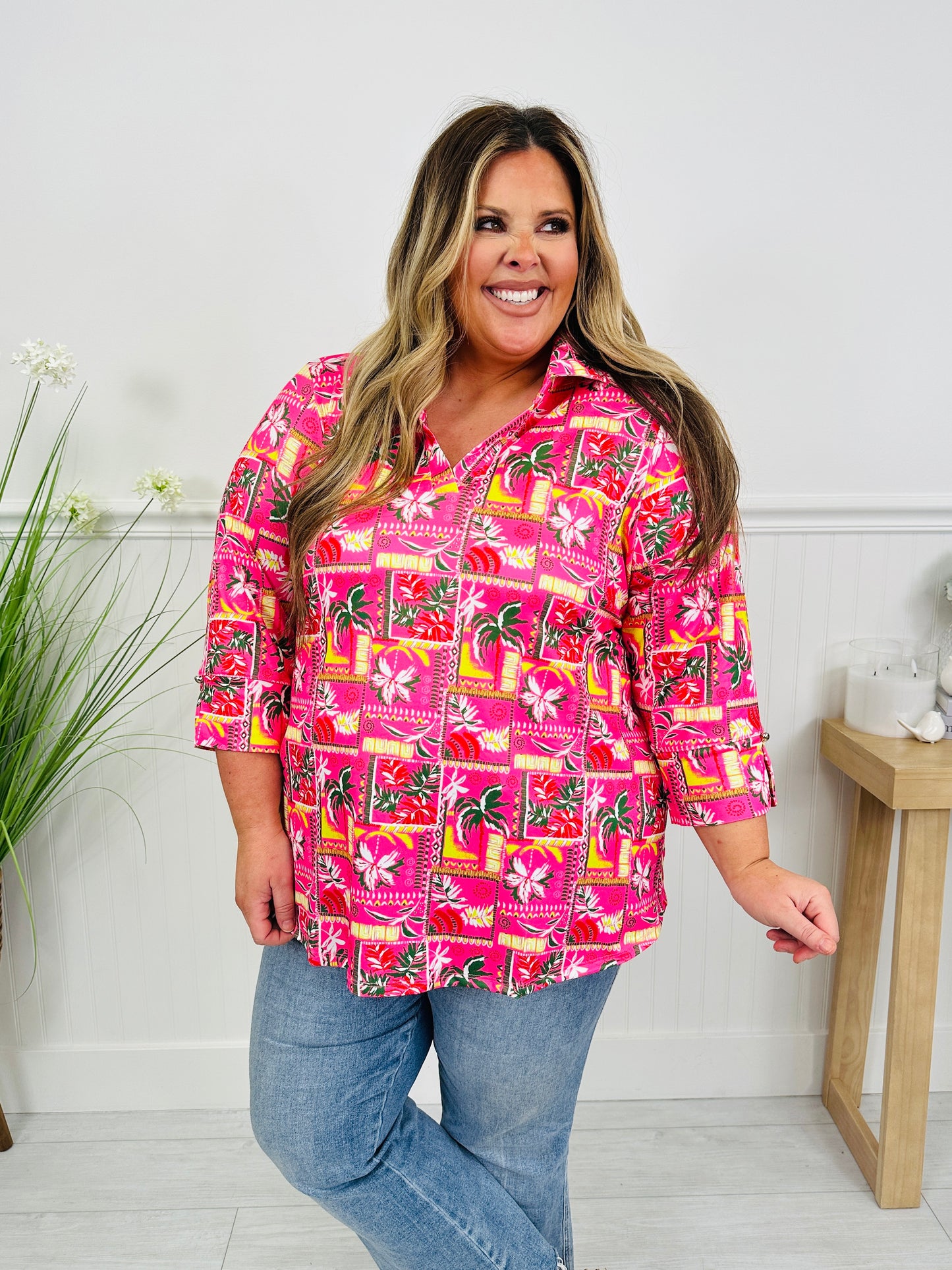 Bloom in Spring Top in Palm Print