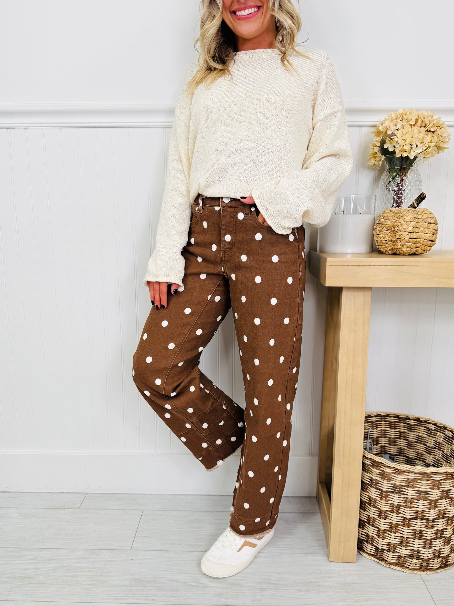 Polka Dot Dreams Tummy Control Barrel Jeans