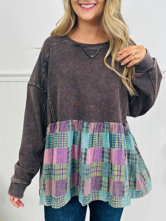 Back To Plaid Top in Smoke