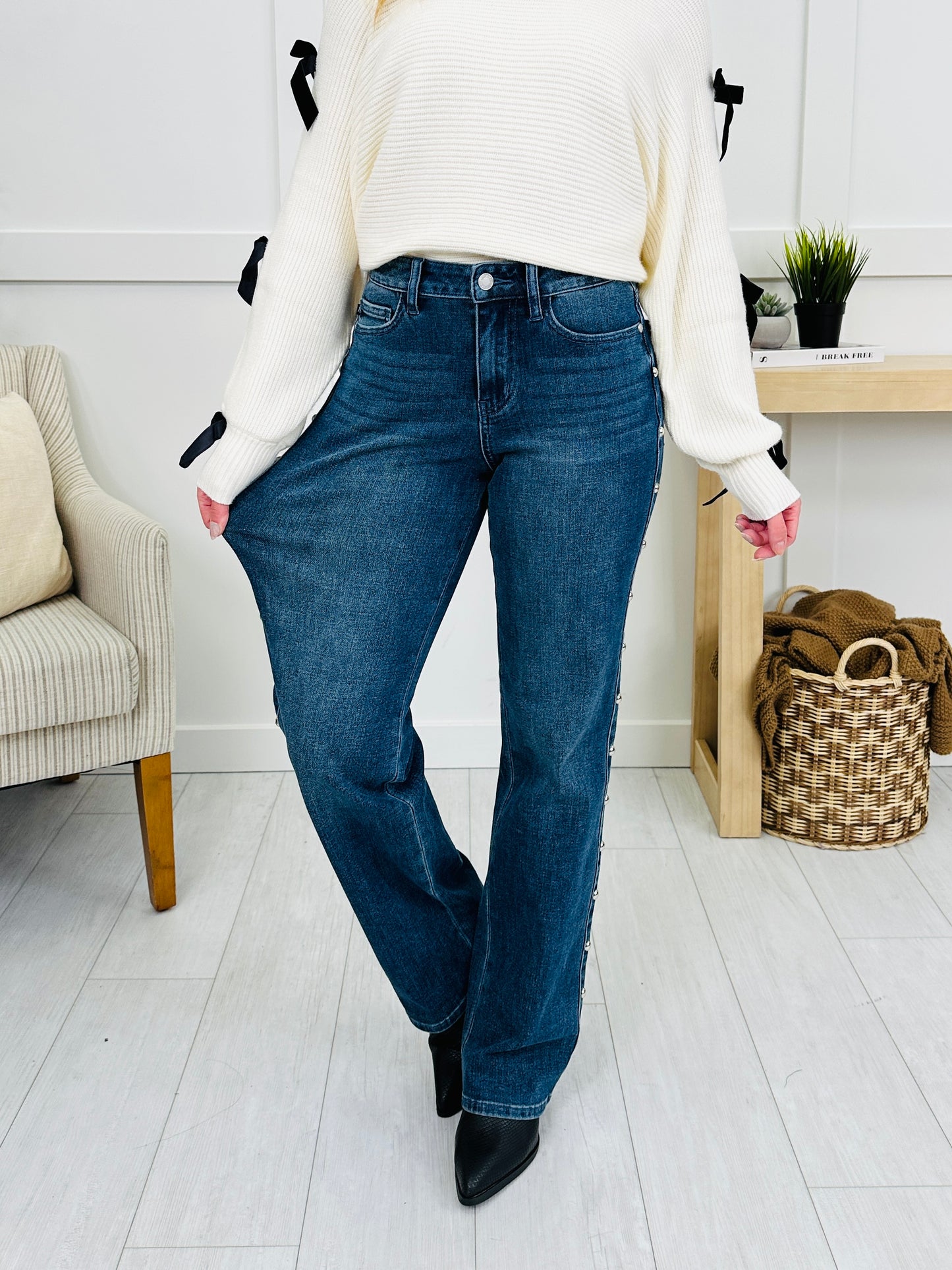 Judy Blue Straight Up Stud Straight Leg Jeans