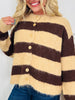 Soft Spot For Stripes Cardigan In Taupe
