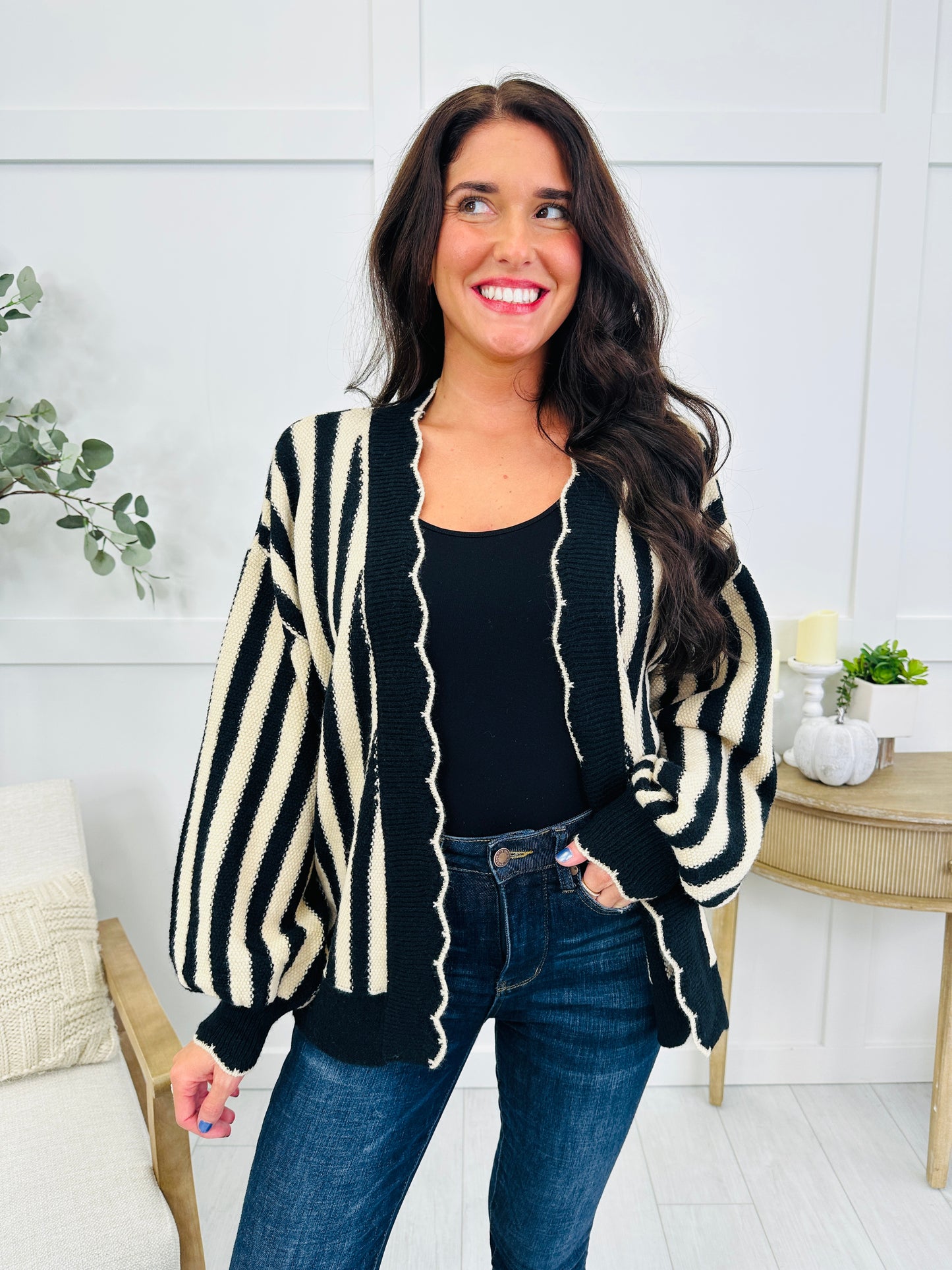Night & Ivory Cardigan In Black/Oatmeal