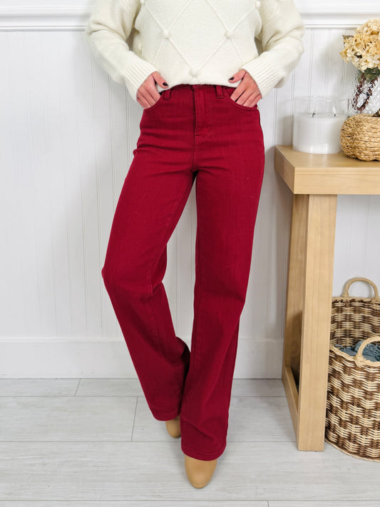Judy Blue Merlot Moment Thermal Straight Jeans