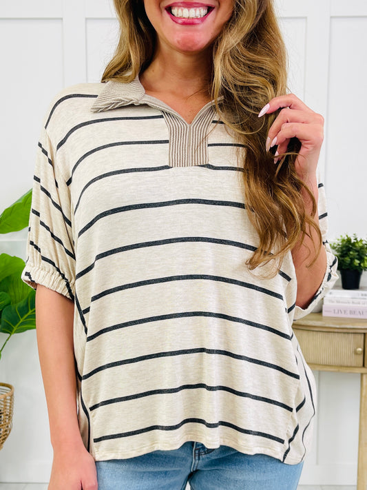 Blush Collar Club Top In Mocha