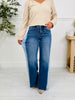 Two Tone Twist Tummy Control Retro Wide Leg Jeans
