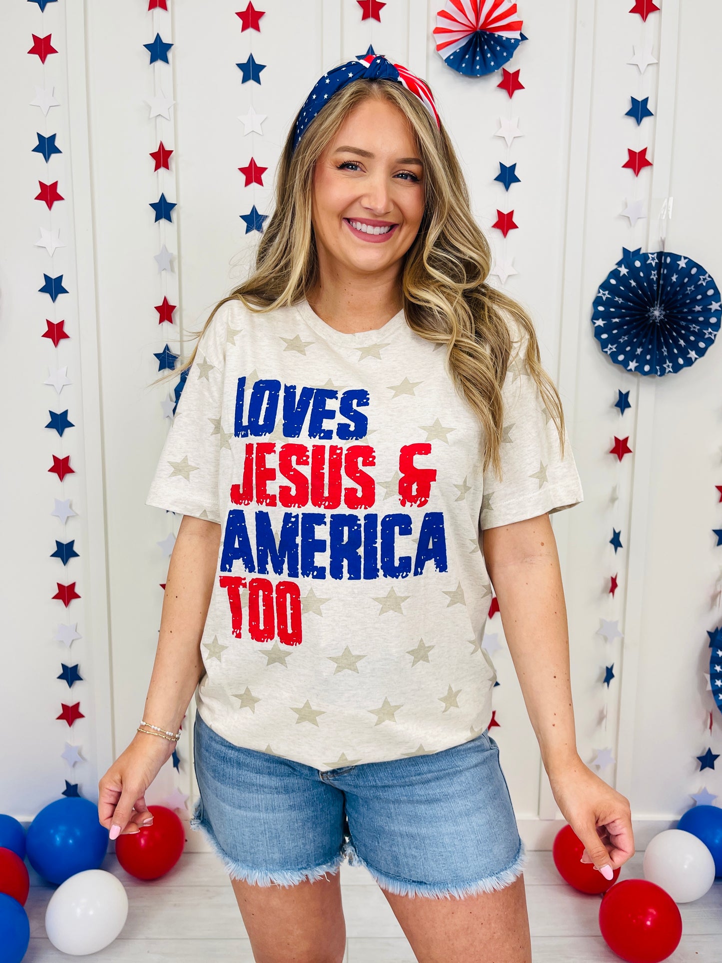 Loves Jesus And America Too Graphic Tee
