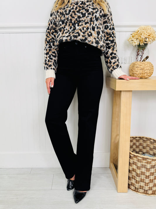 Judy Blue Black In Business Tummy Control Straight Jeans