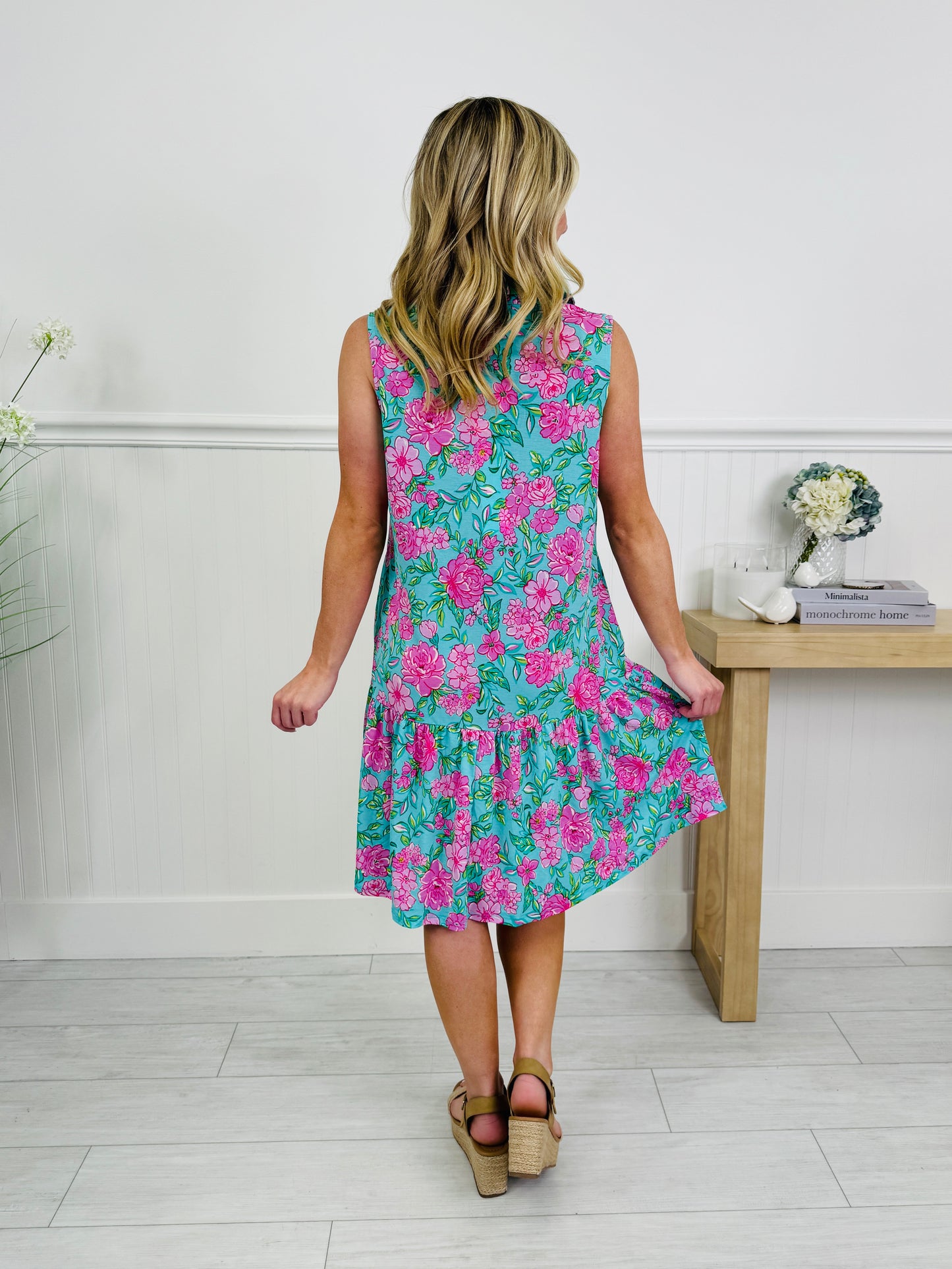 The Gone Coastal Dress In Palm Beach Print