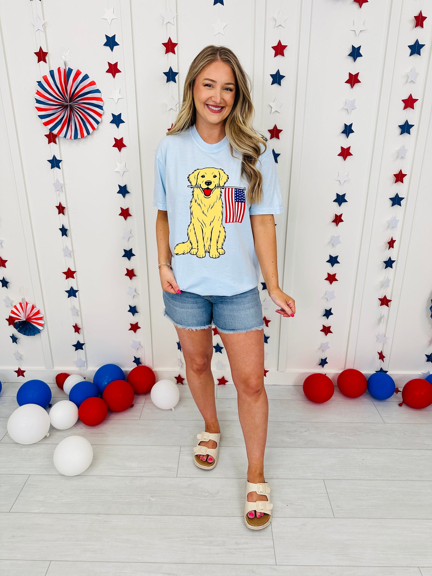 Golden Retriever Flag Graphic Tee