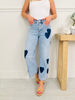 Heart Eyes Tummy Control Cropped Wide Leg Jeans