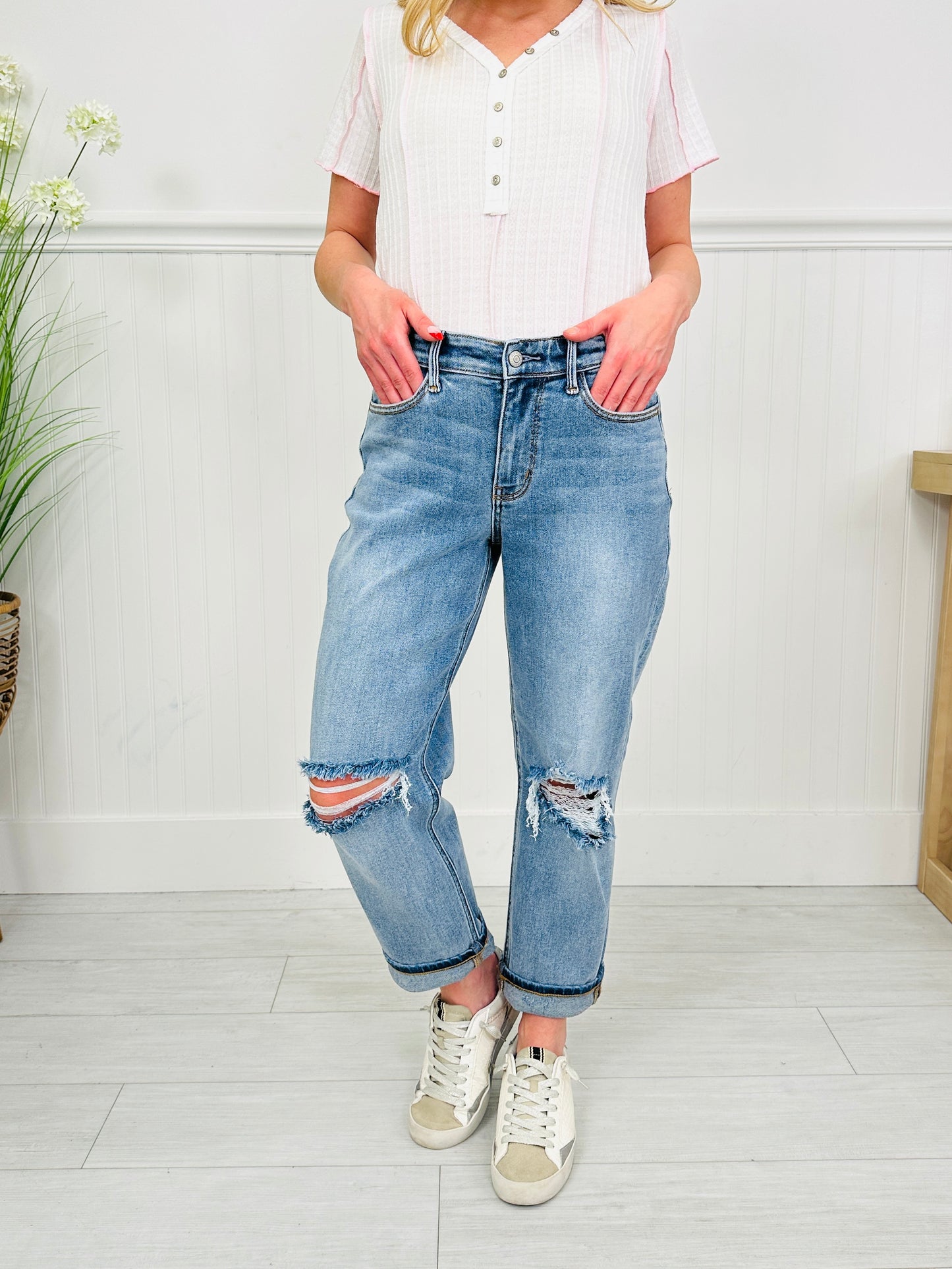 Judy Blue Spring Fling Boyfriend Jeans