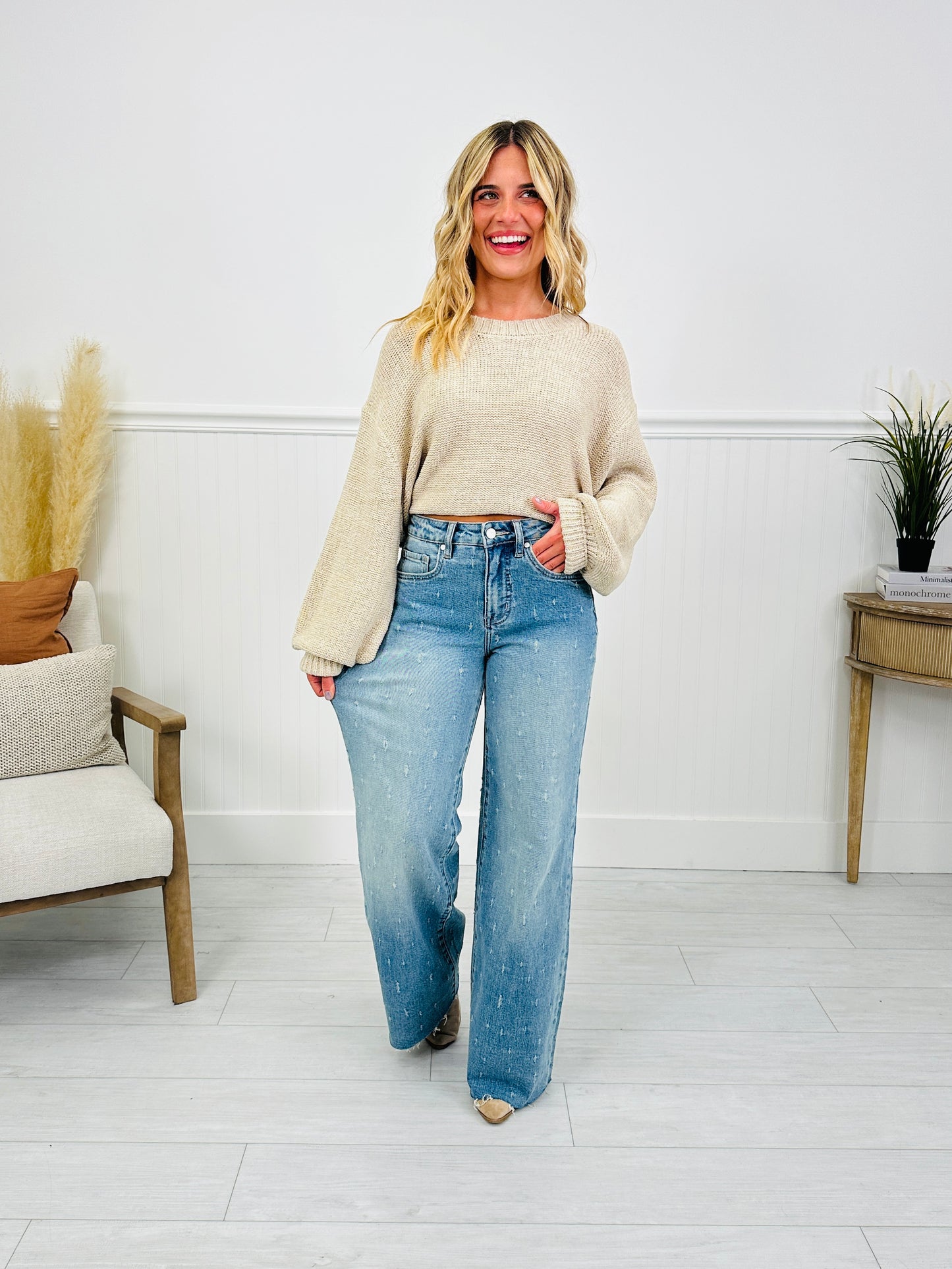 Cat Scratch Fever Tummy Control Wide Leg Jeans
