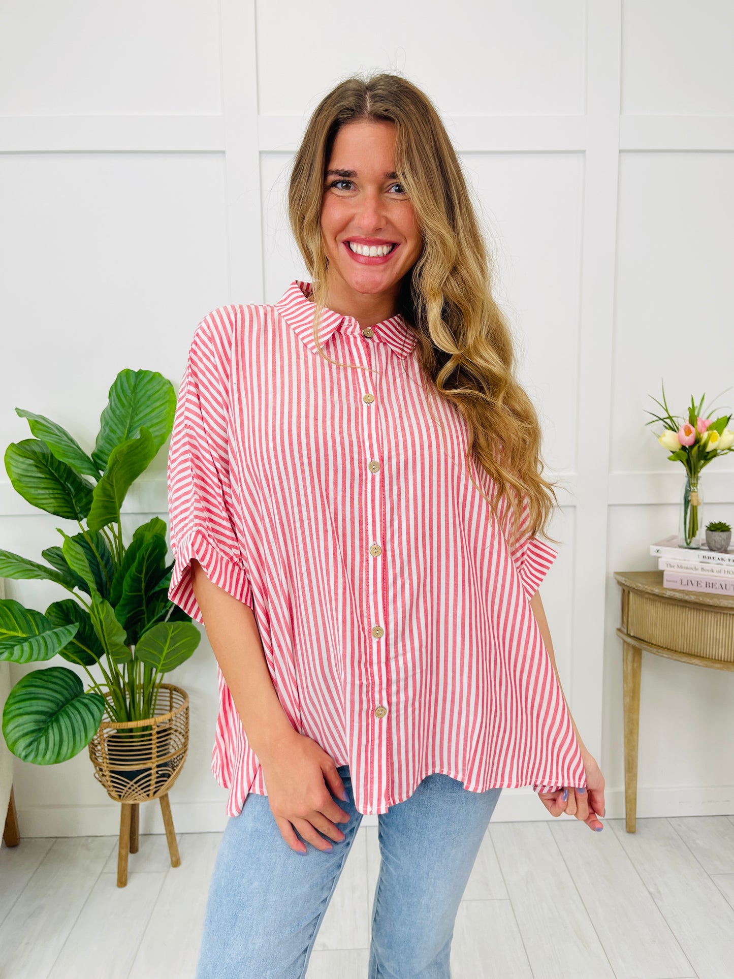Striped Serenity Top in Ruby