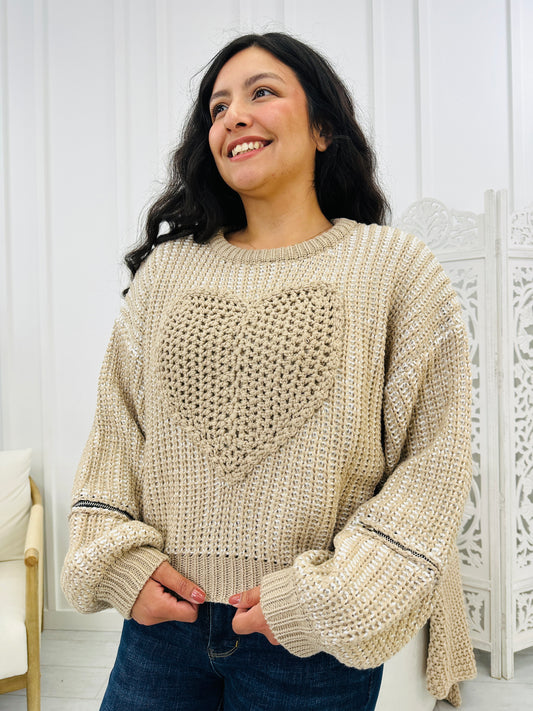 Heart To Heart Sweater In Latte