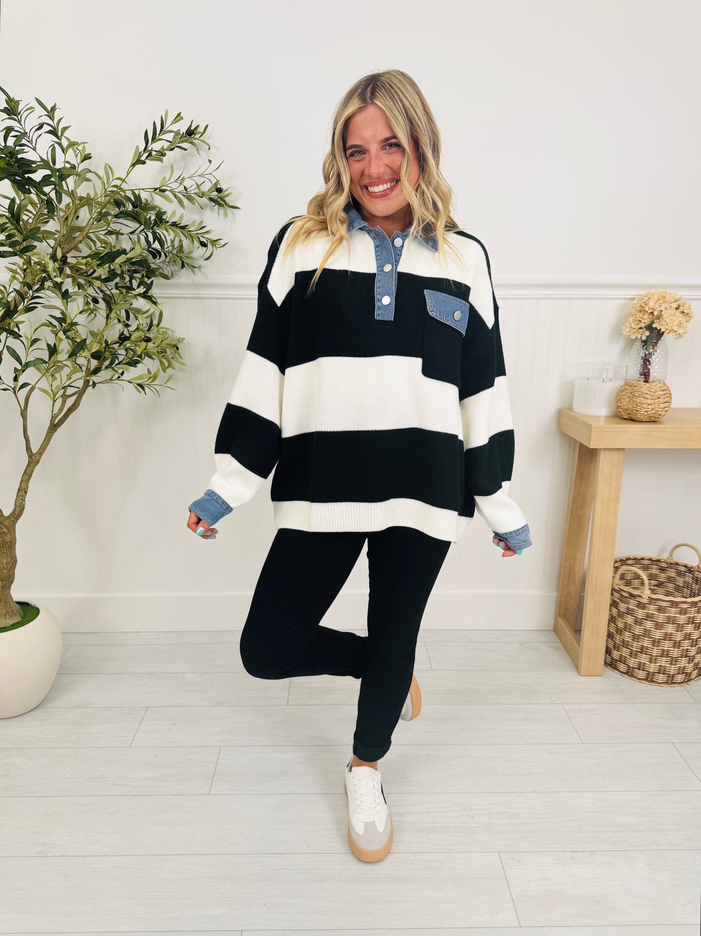Denim In The Details Sweater