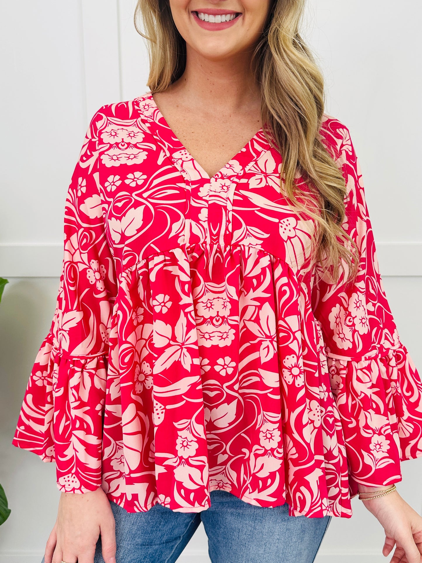 Darling Details Top in Magenta