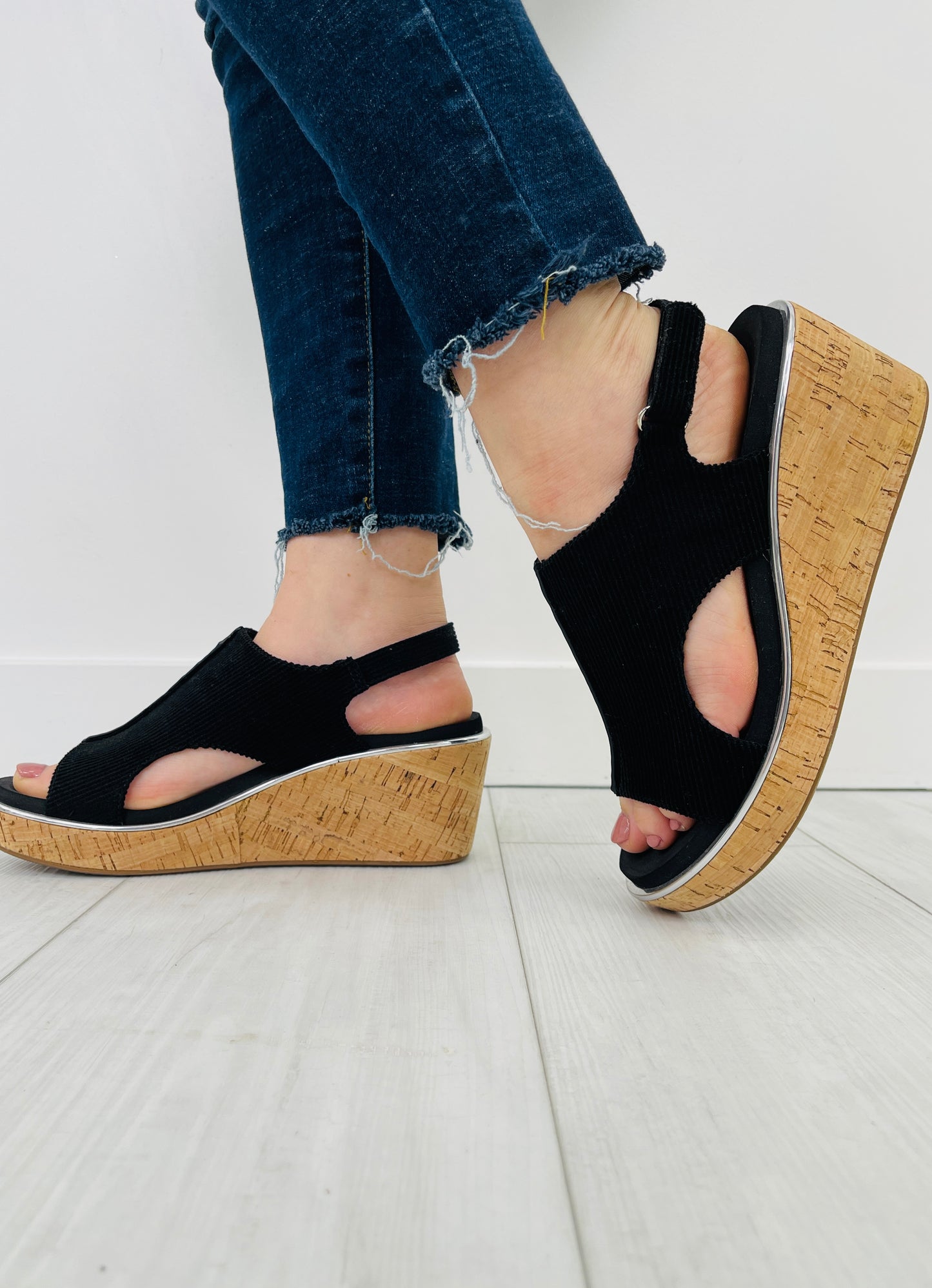 Delivering Perfection Wedges In Black Corduroy