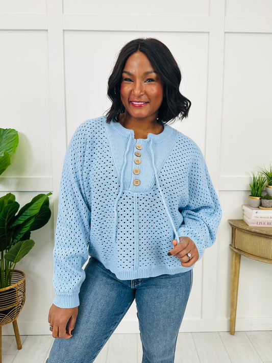 Knit To Perfection Sweater In Lt Blue