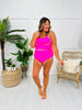 Ultra High Waisted Swim Bottoms in Bright Pink