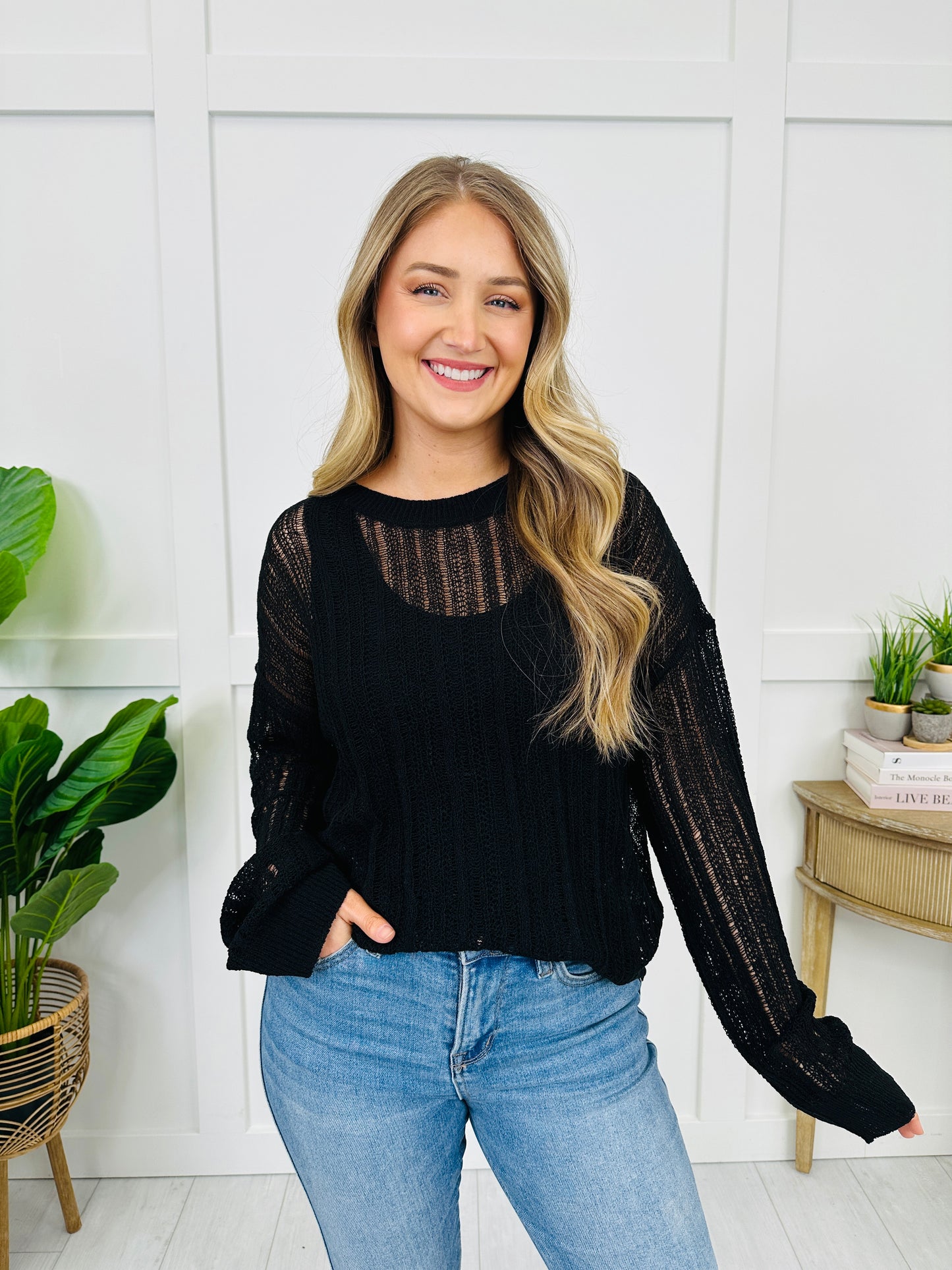 The Mesh Moment Sweater- Multiple Colors!