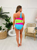 Ultra High Waisted Swim Bottoms in Bright Stripes