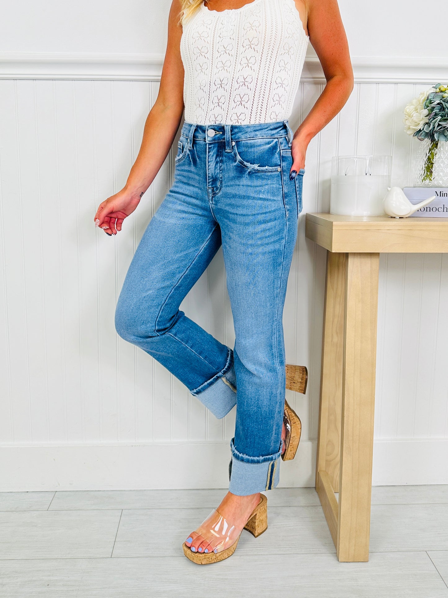 Show Up In Style Tummy Control Cropped Straight Jeans