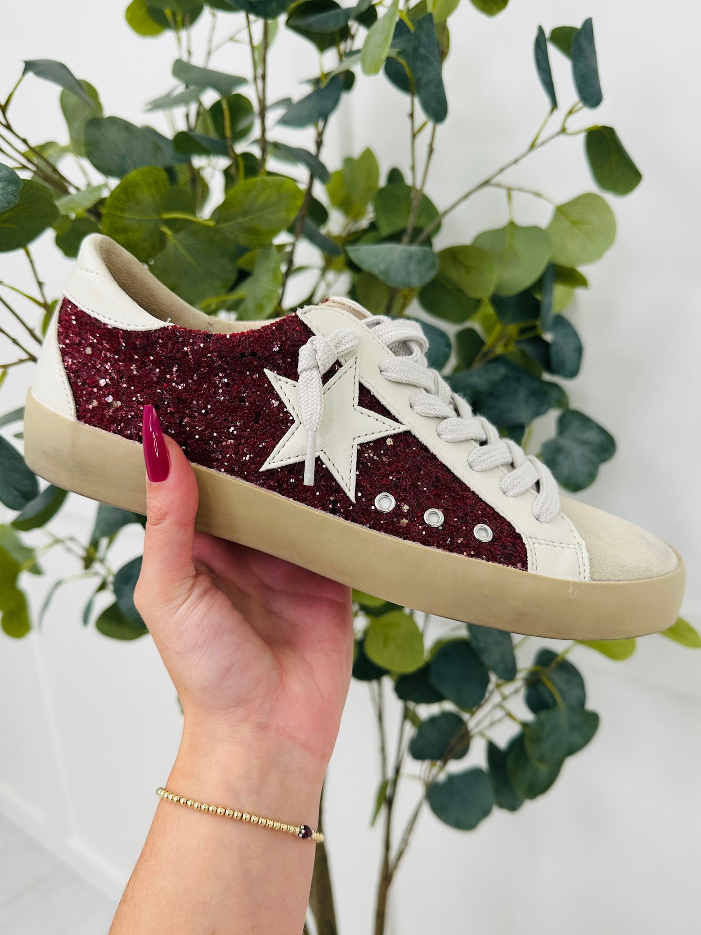 Counting Constellations Sneakers In Red Glitter