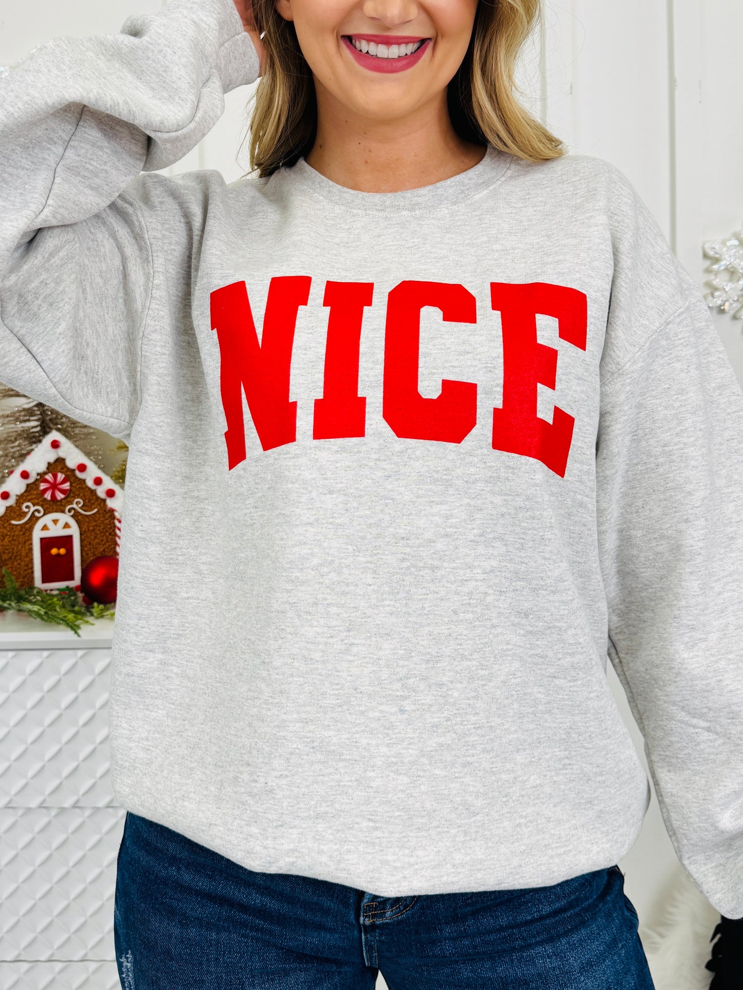 Nice and Naughty Reversible Graphic Crewneck Sweatshirt