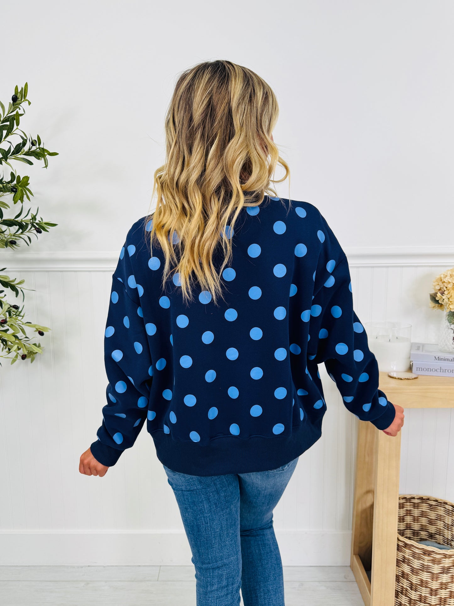 Dot Your Day Pullover in Navy
