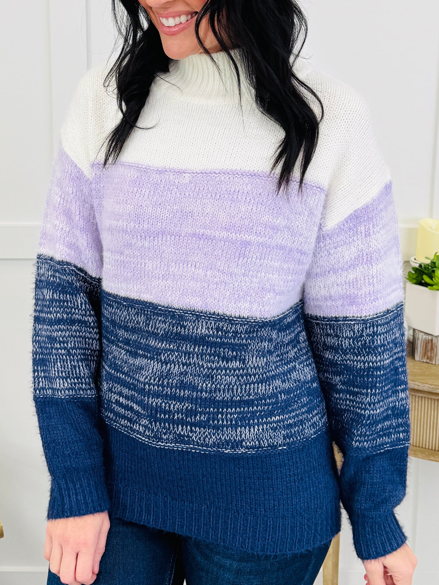 Shifted Stitches Sweater in Navy