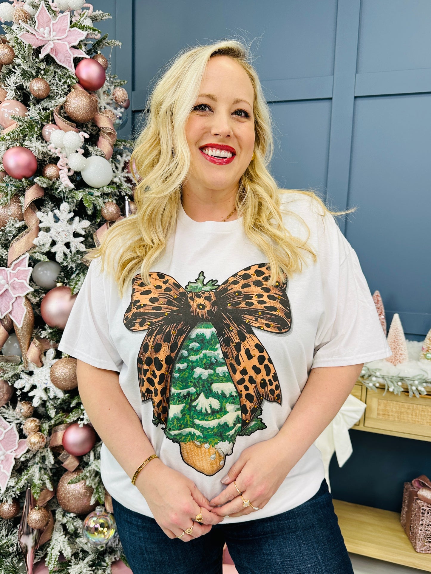 REG/CURVY Leopard Wrapped Holiday Graphic Tee