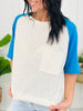 Play It Back Top In Cream Blue