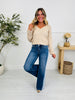 Two Tone Twist Tummy Control Retro Wide Leg Jeans