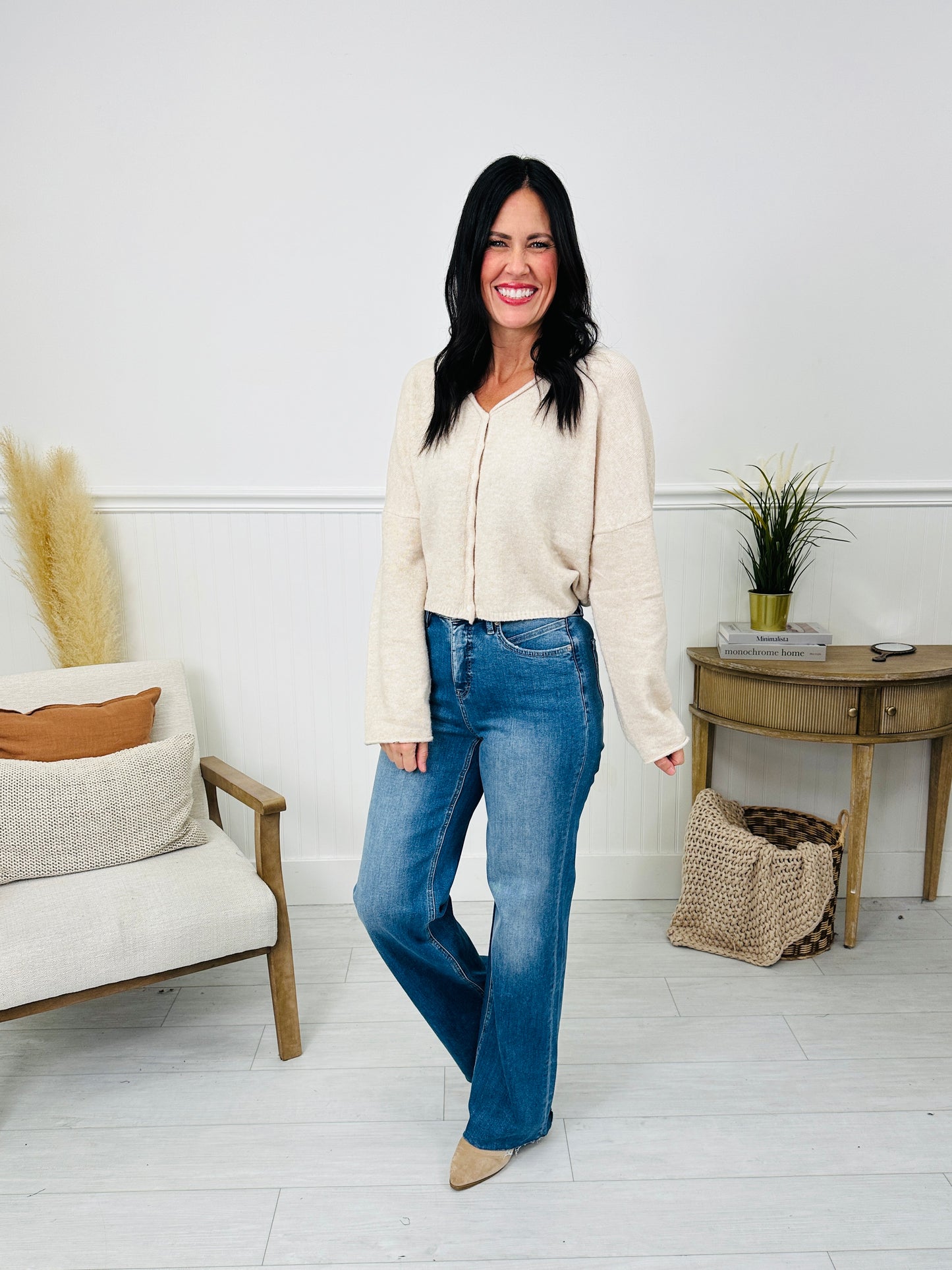 Go Into Detail Tummy Control Wide Leg Jeans