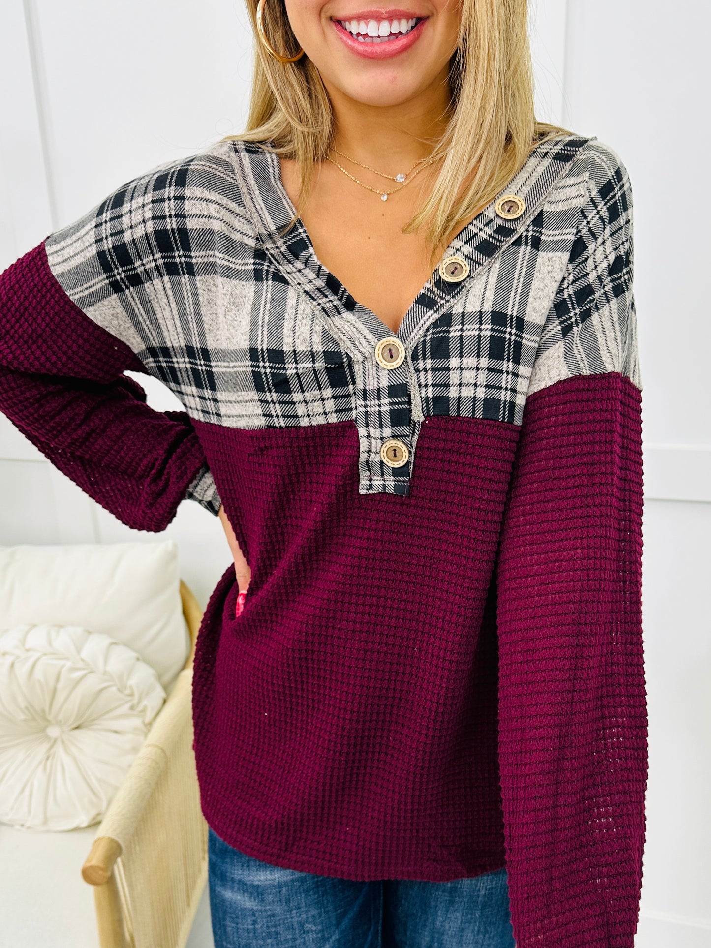 Cozy In Plaid Top