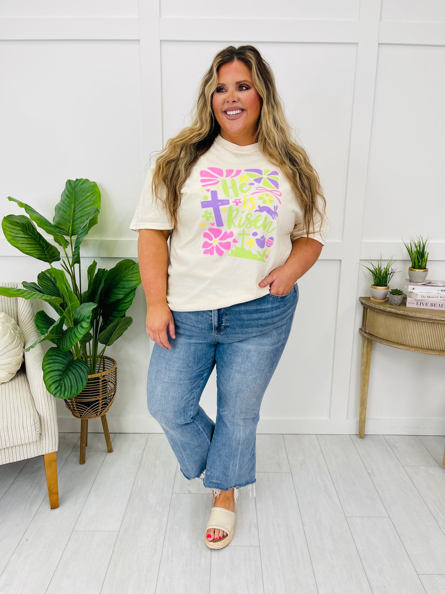 Colorful He Is Risen Graphic Tee