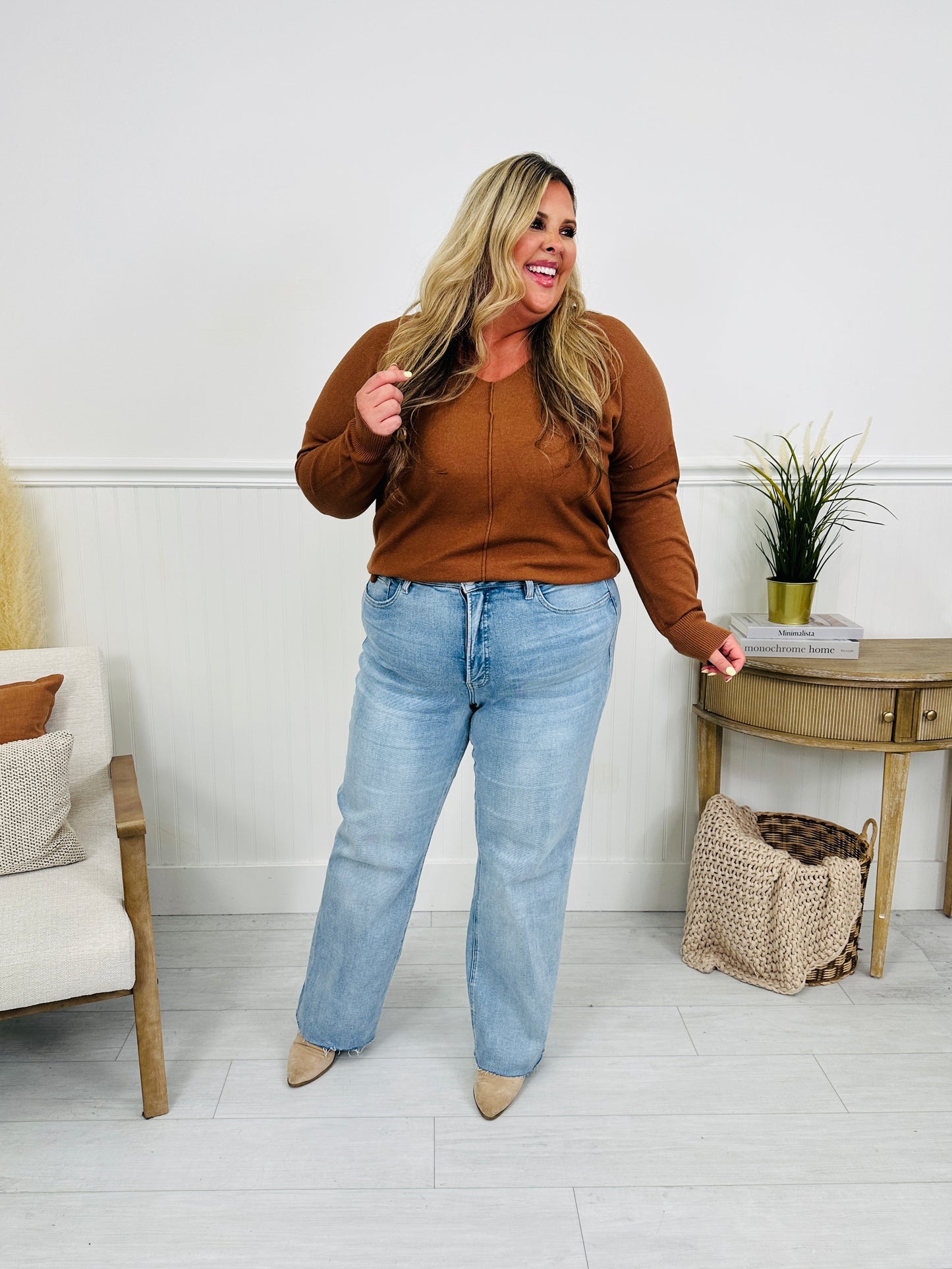 Feeling Brand New Slim Wide Leg Tummy Control Jeans