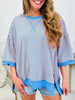 Striped Sweetheart Top In Blue/Orange