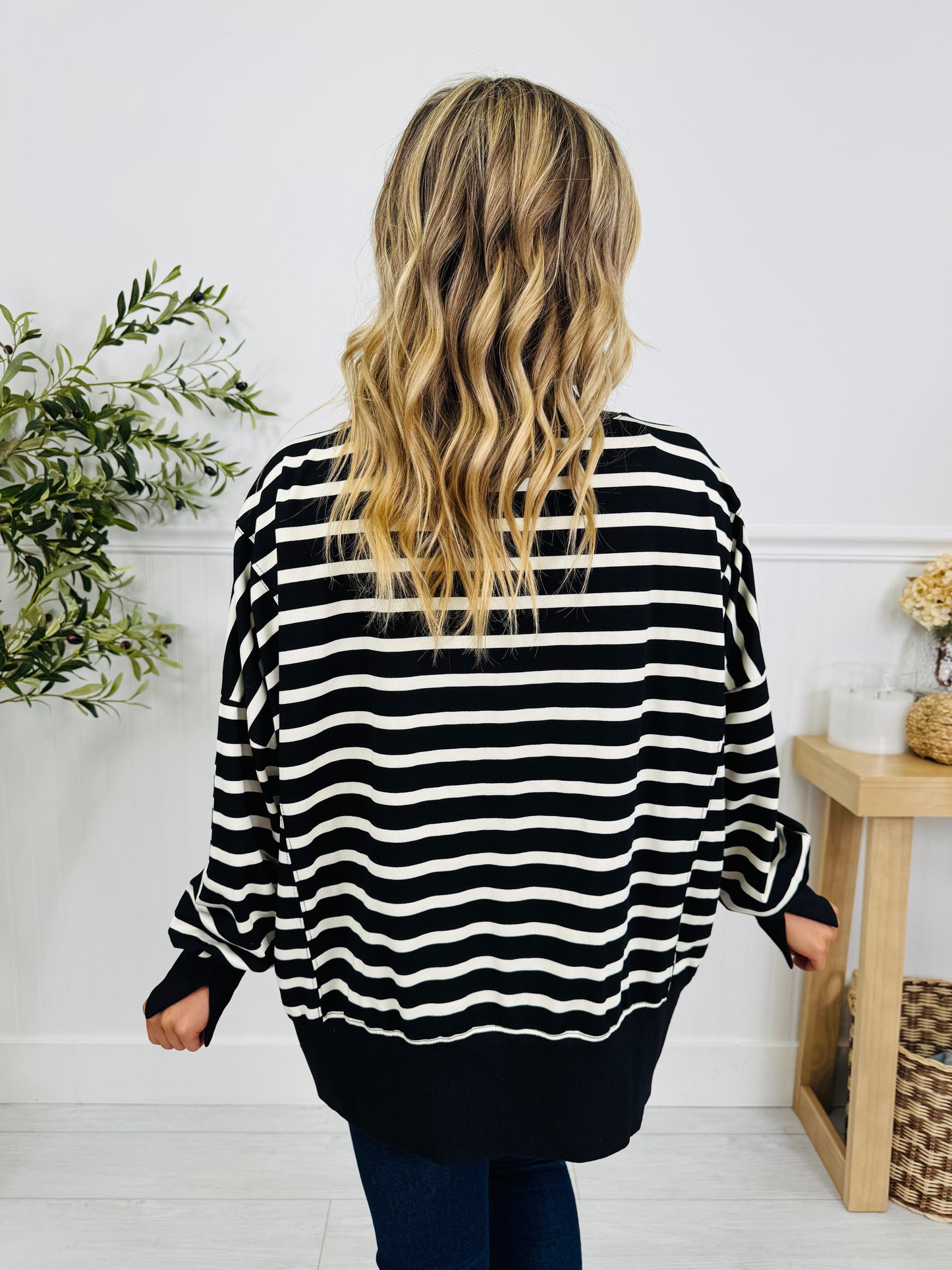 Stripe Up Your Alley Pullover In Black