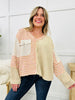 Stitched Together Top In Latte Pink Multi